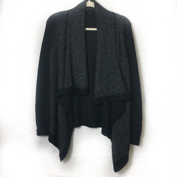 Elie Tahari Sweaters - Elie Tahari Black Waterfall Wool Cardigan